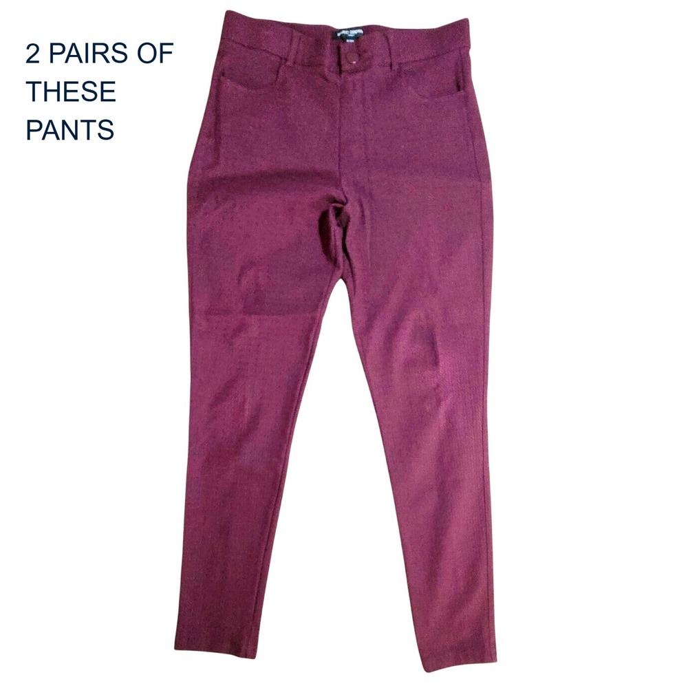 SET OF 2: Mario Serrani Italy‎ Womens Pants S/CH Purple Textured Slit Hem Career